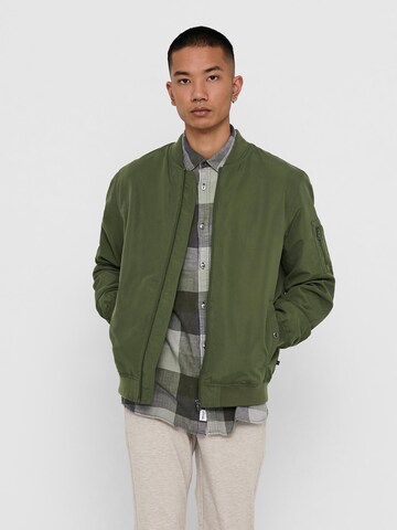 Veste mi-saison Only & Sons en vert : devant