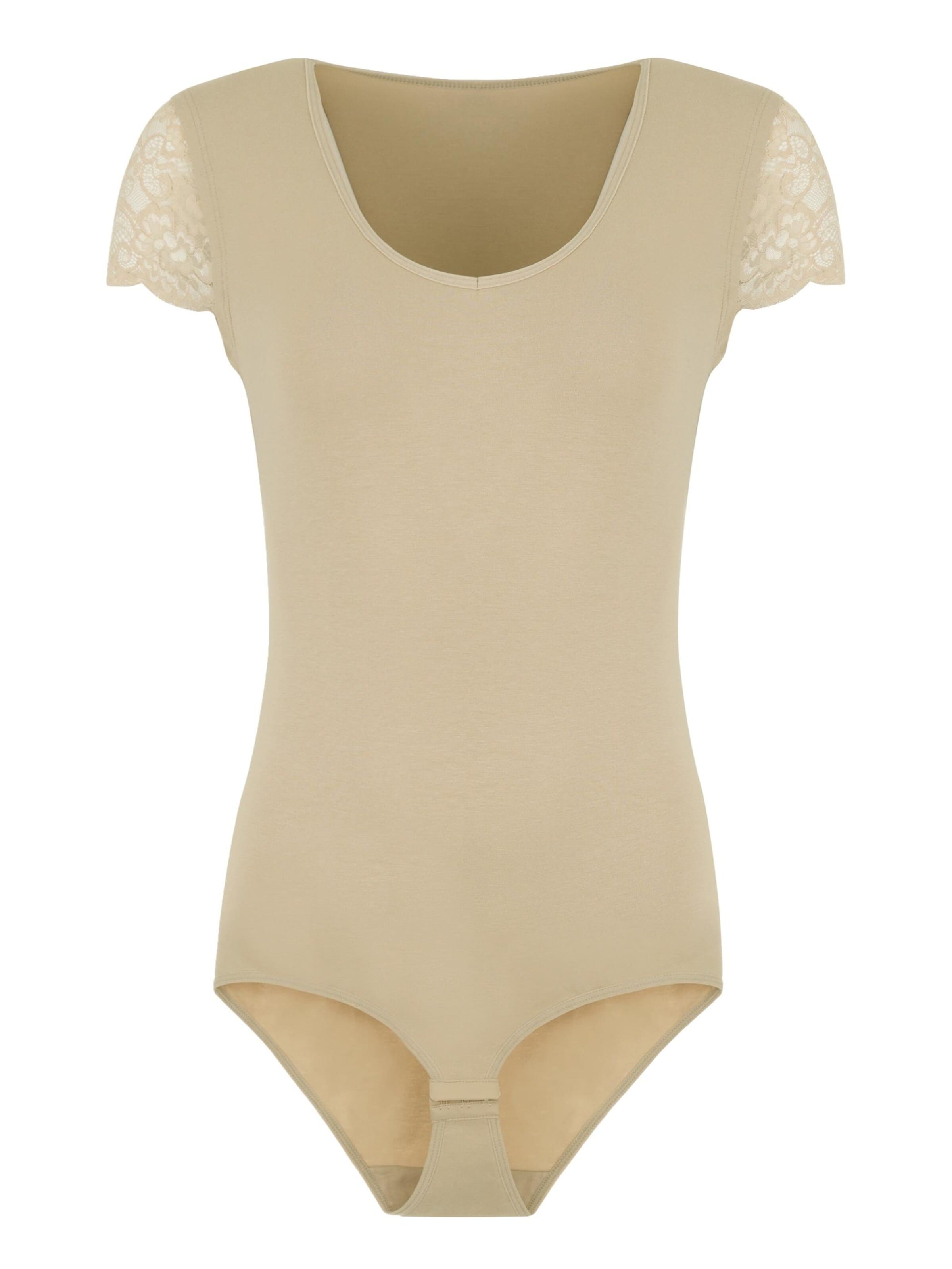 Evoni Bodysuit 'mit Spitzenärmeln' in Beige: front