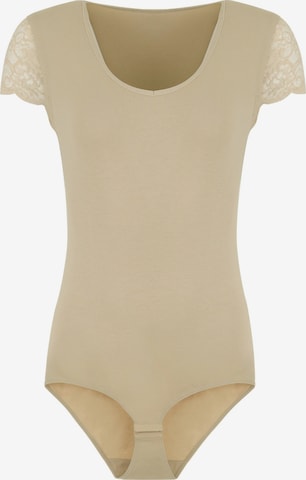 Evoni Bodysuit 'mit Spitzenärmeln' in Beige: front