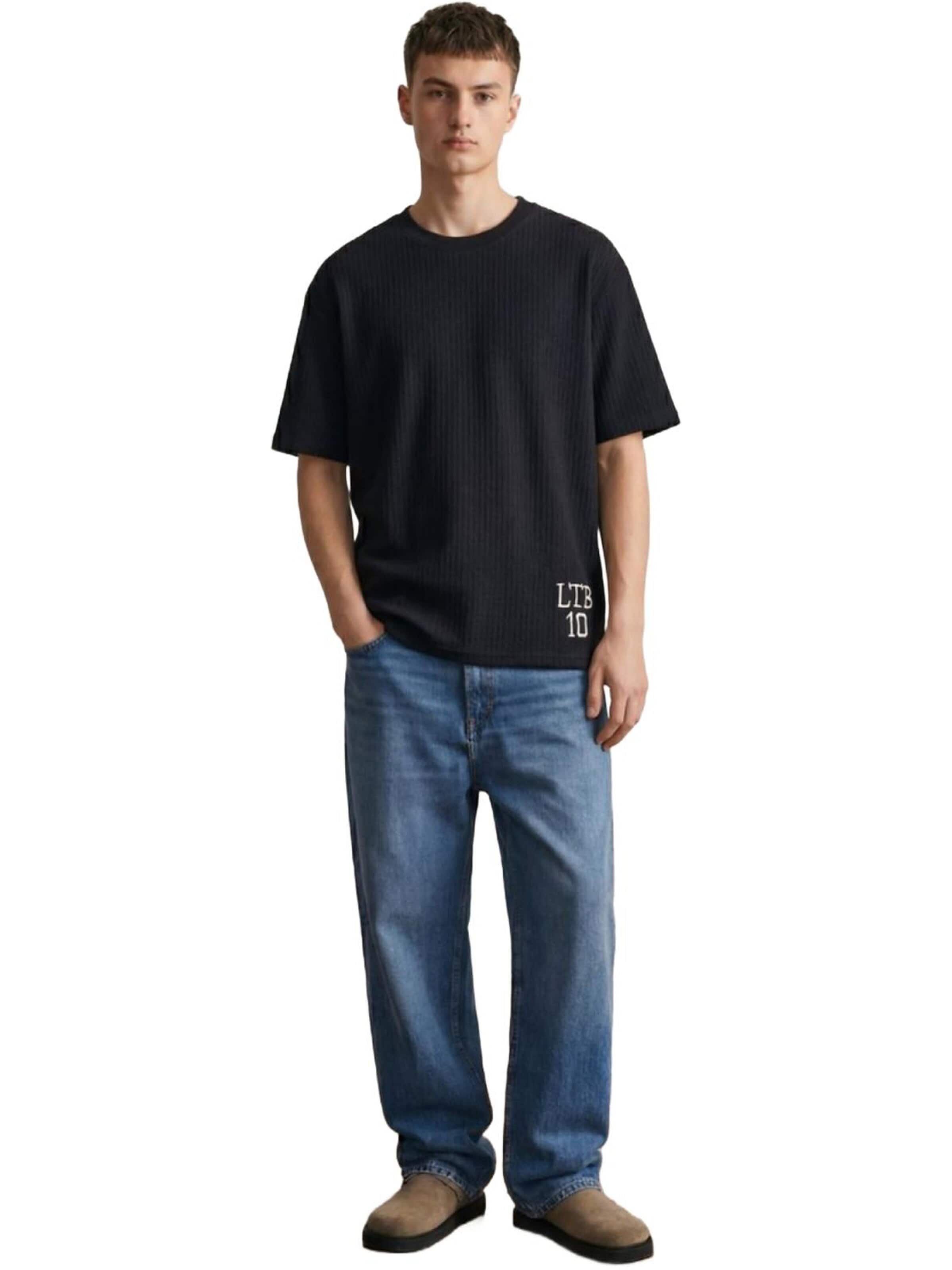 LTB Jeans Shirt 'Relaxed Embroidered Slogan T-Shirt' in Blue: front