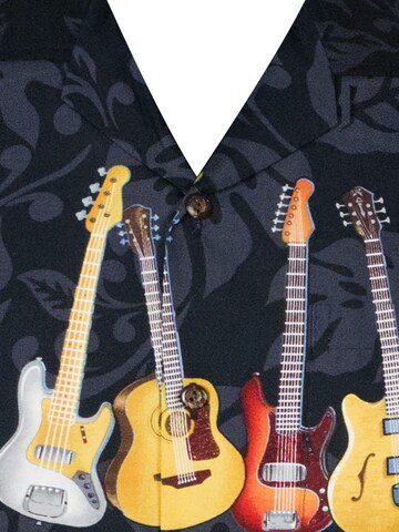 Pacific Legend Regular fit Skjorta 'Gitarre Brustdruck' i svart