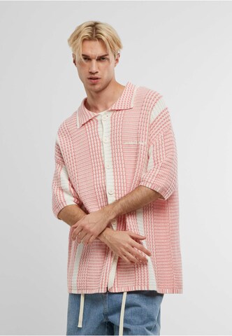 Another Cotton Lab Regular Fit Oversized Mesh Knit Summer Shirt in Pink