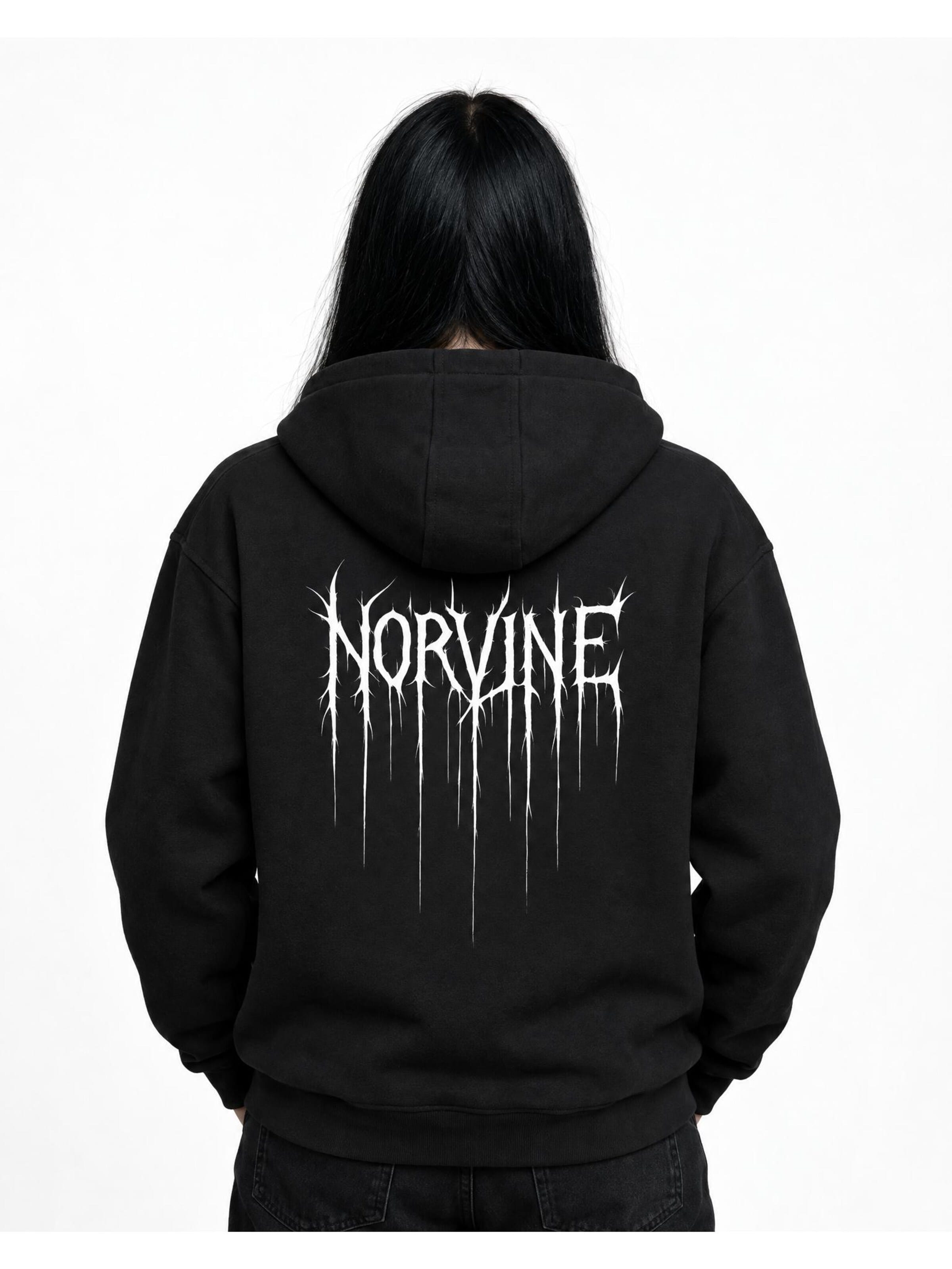 Norvine Collegepaita 'Norvine Metal Veins Hoodie - Fluffy Boxcut Hoodie' värissä musta