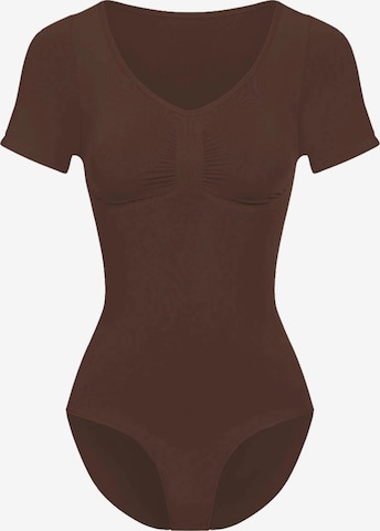 cfab Shapingbody 'T-Shirt Bodysuit Sculpting Shapewear mit Slip' in Bruin: voorkant
