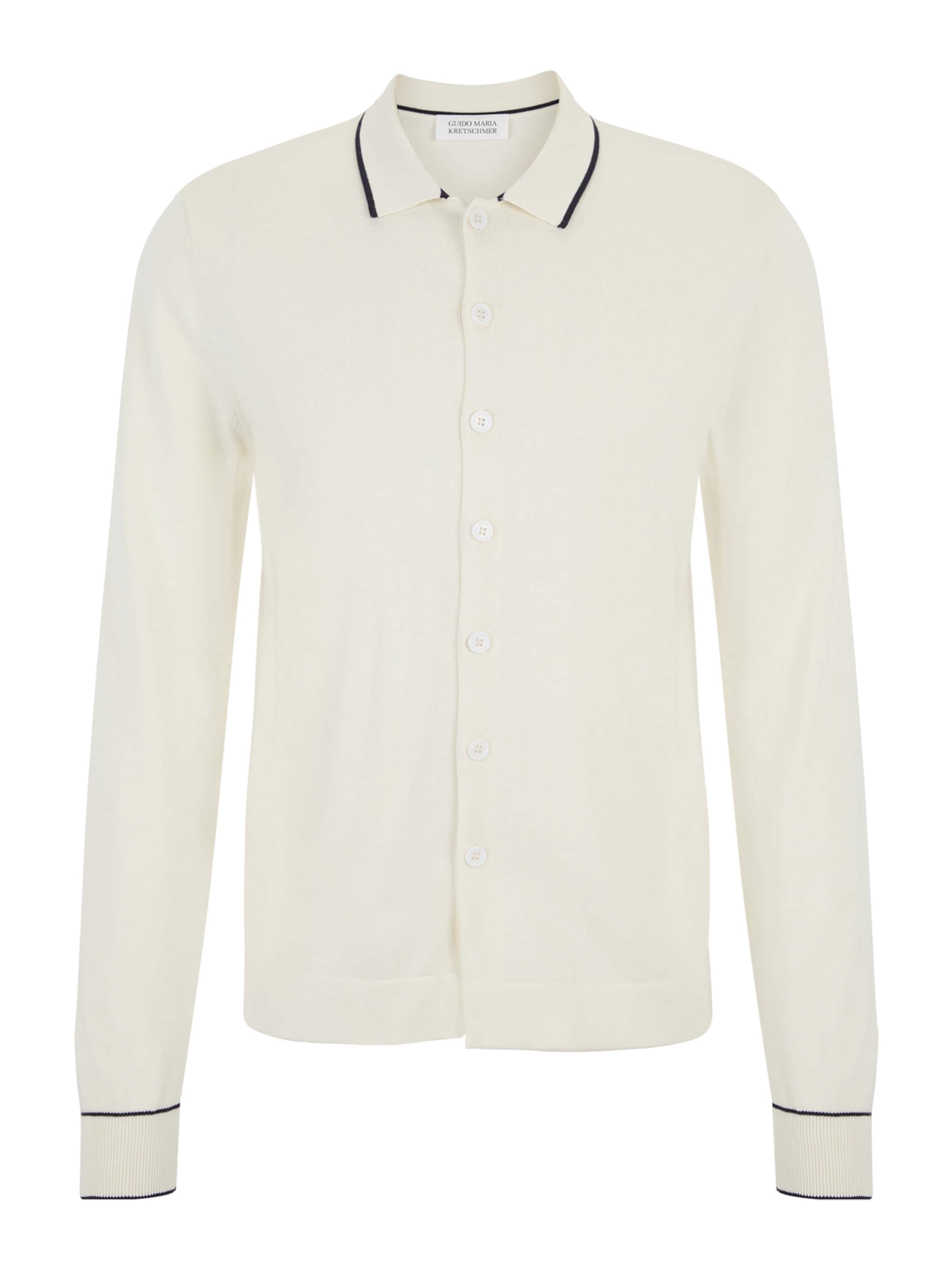 Guido Maria Kretschmer Men Kardigan 'Torge' - černá / barva bílé vlny, Produkt