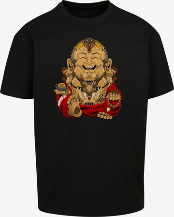 F4NT4STIC Shirt 'Happy Cyber Buddha CYBERPUNK STYLES' in Zwart: voorkant