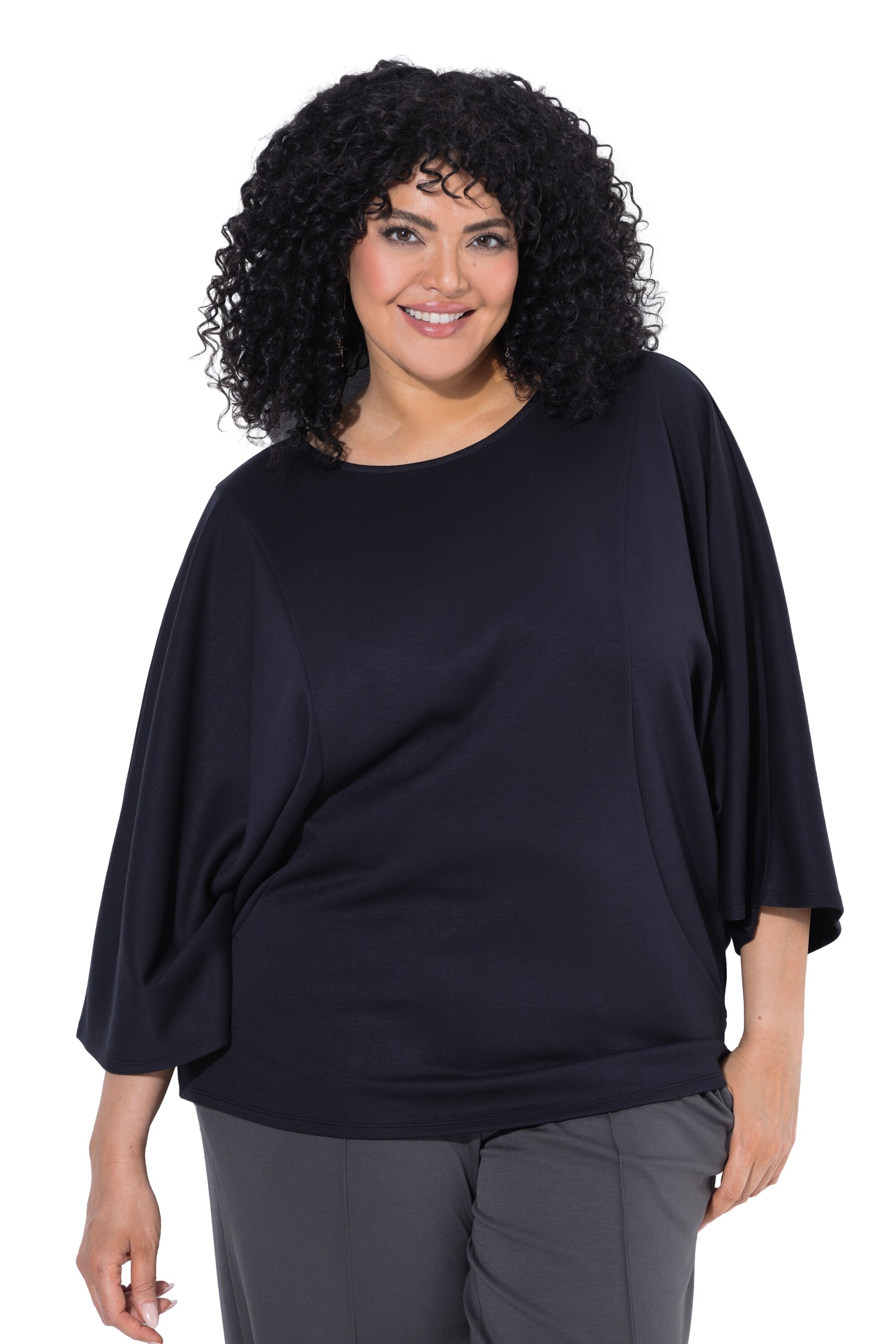 Ulla Popken Sweatshirt in Zwart: voorkant