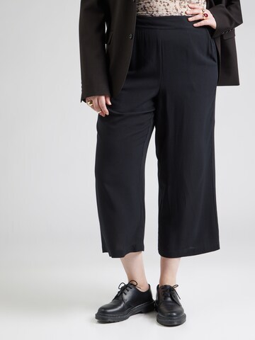 Vero Moda Curve Wide leg Broek 'VMCEASY JOY' in Zwart: voorkant