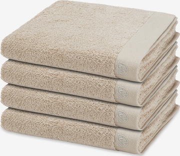 ROSS Towel 'Doubleface Stripes' in Beige: front