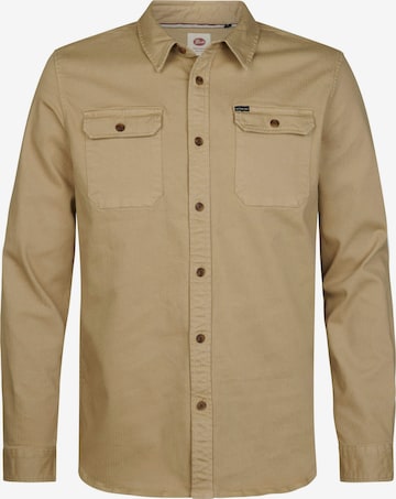 Coupe regular Chemise Petrol Industries en marron : devant