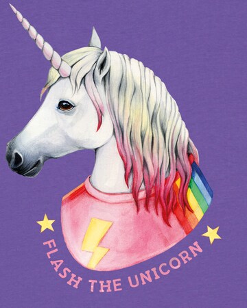 Maglietta ' Flash, the unicorn ' di Watapparel in lilla