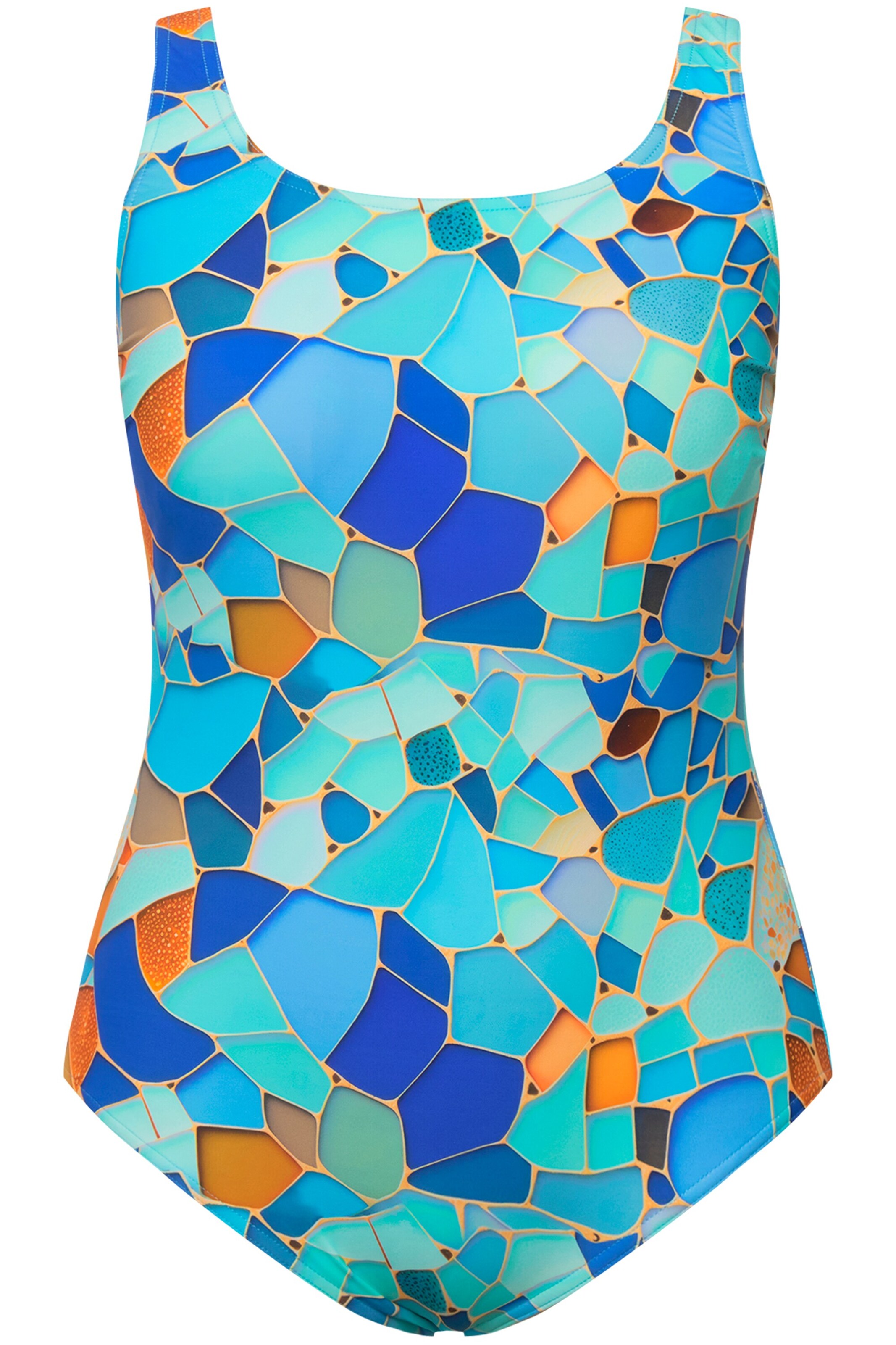 Ulla Popken Bustier Badpak in Blauw: voorkant