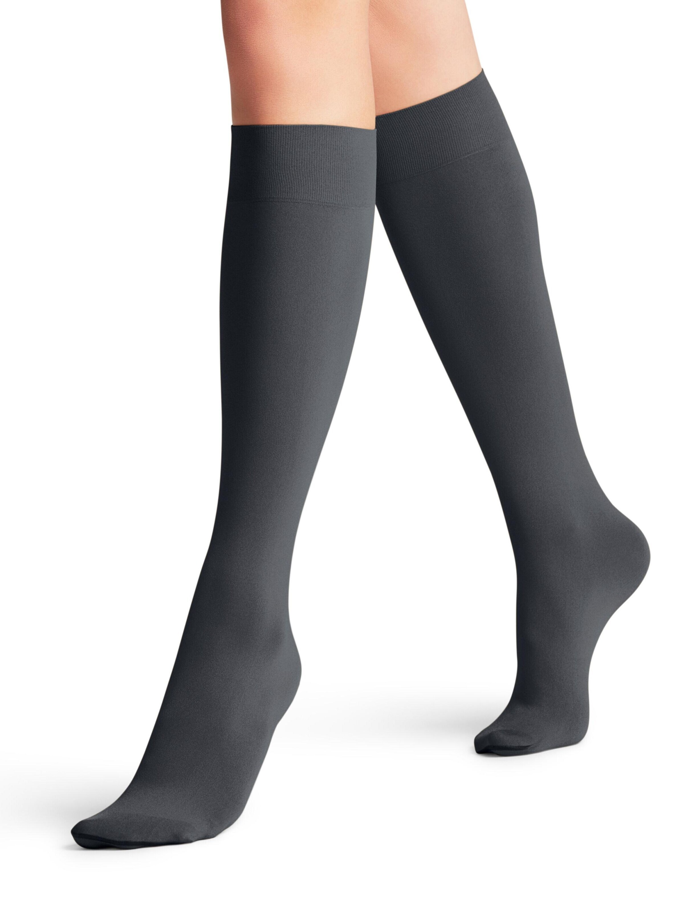 FALKE Overknee Strümpfe 'Seidenglatt'‌‌‌‌‌‌‌‌‌ in Grau: Vorderseite