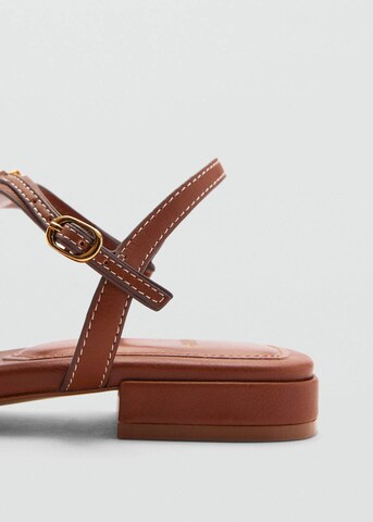 MANGO T-Bar Sandals in Brown