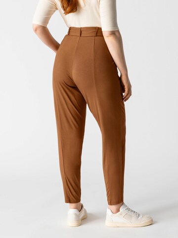 Les Lunes Tapered Bandplooibroek 'Jade' in Bruin