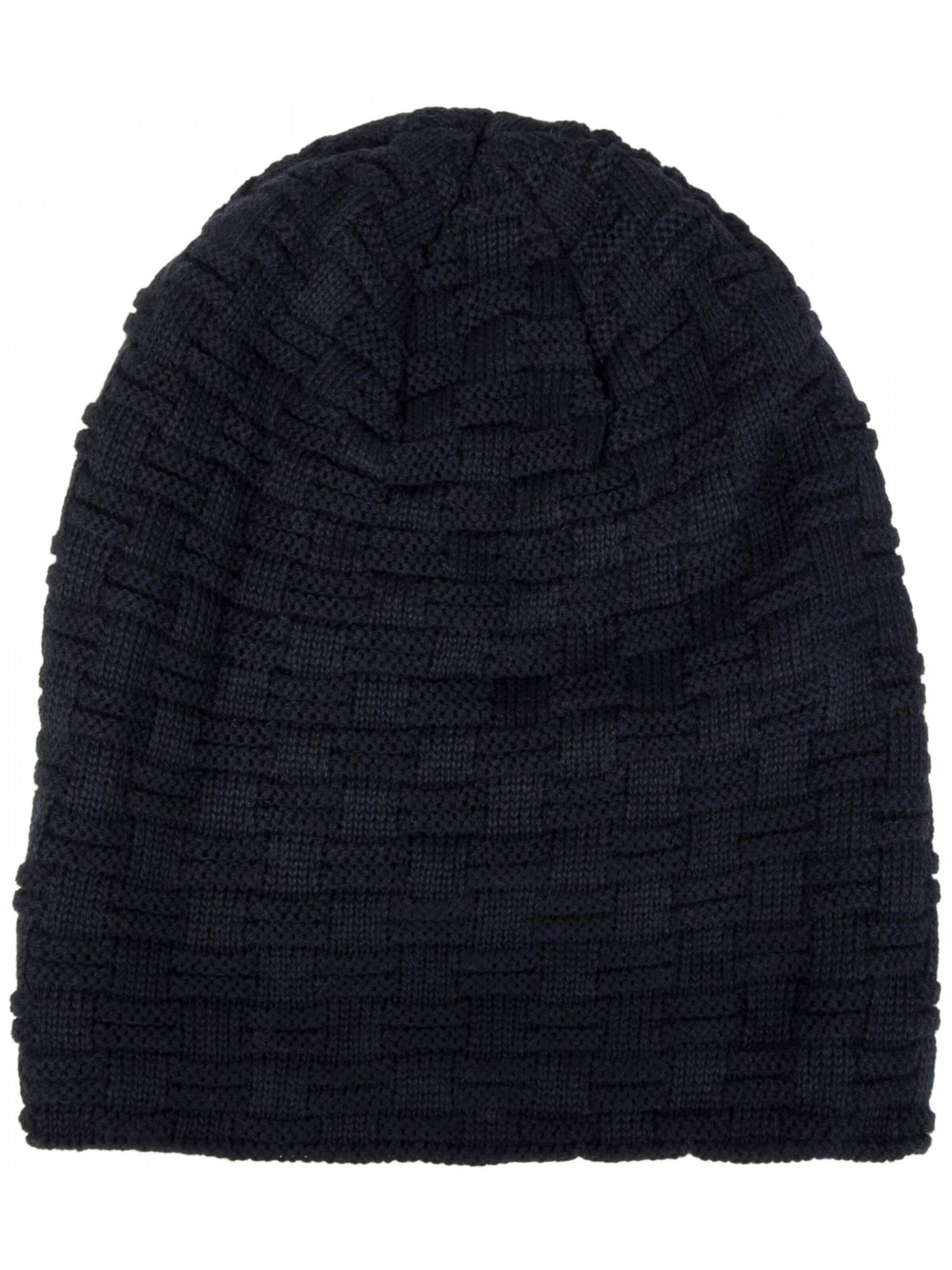 styleBREAKER Beanie 'Feinstrick Beanie mit Flecht Muster und Teddyfleece' in Blue