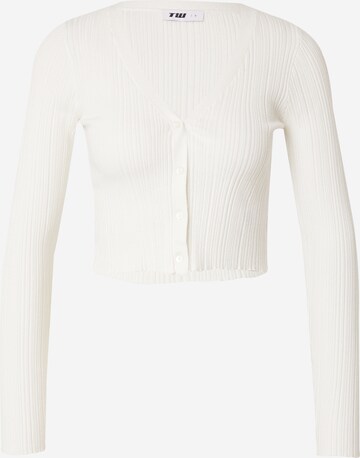 Tally Weijl Knit Cardigan in White: front