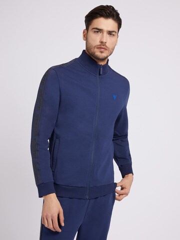 GUESS Zip-Up Hoodie in Blue: front