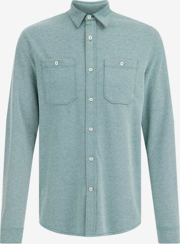 WE Fashion Regular fit Button Up Shirt in Green: front