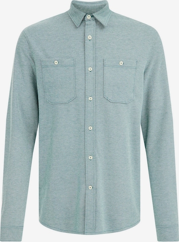 WE Fashion Regular fit Button Up Shirt in Green: front