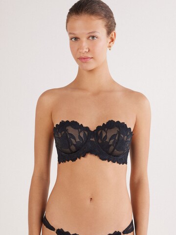 INTIMISSIMI Bandeau Bra 'ABOUT FLOWERS' in Black: front