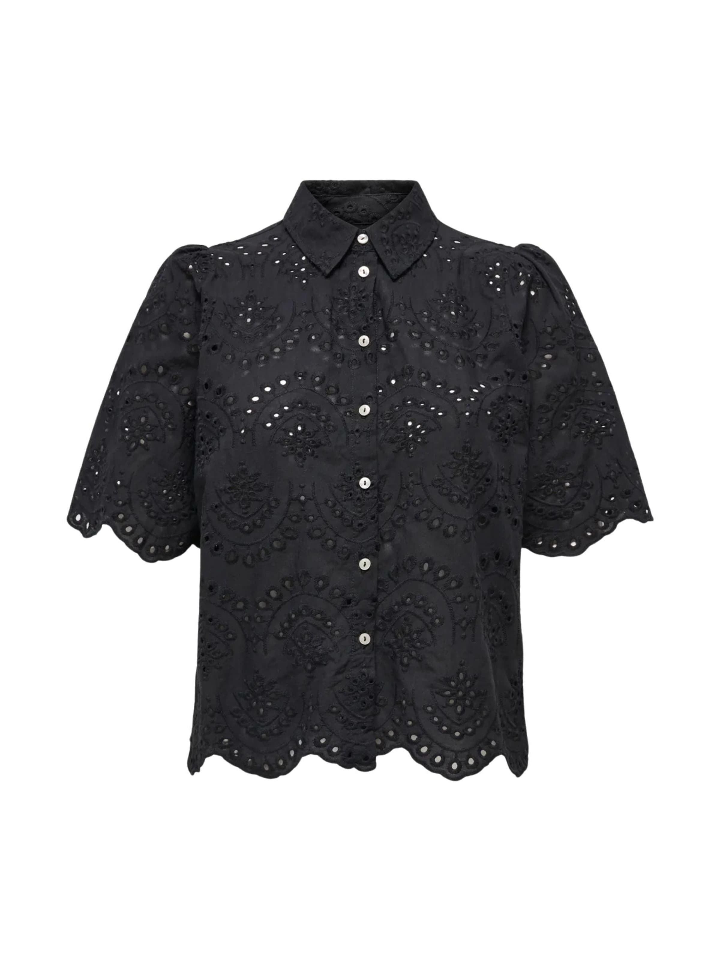 ONLY Bluse 'ONLY ONLVALAIS S/S SHIRT WVN NOOS CAMICIA'‌‌‌‌‌‌‌‌ in schwarz, Produktansicht
