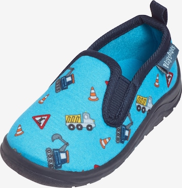 PLAYSHOES - Pantufa 'Baustelle' em azul: frente