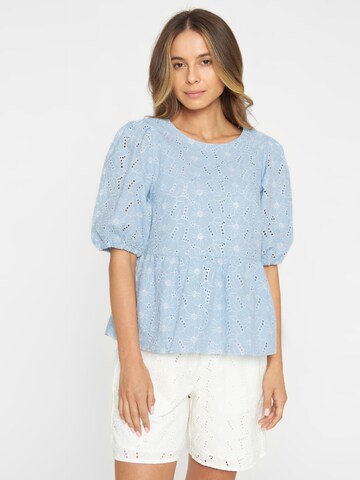 KnowledgeCotton Apparel Bluse in Blau: predná strana