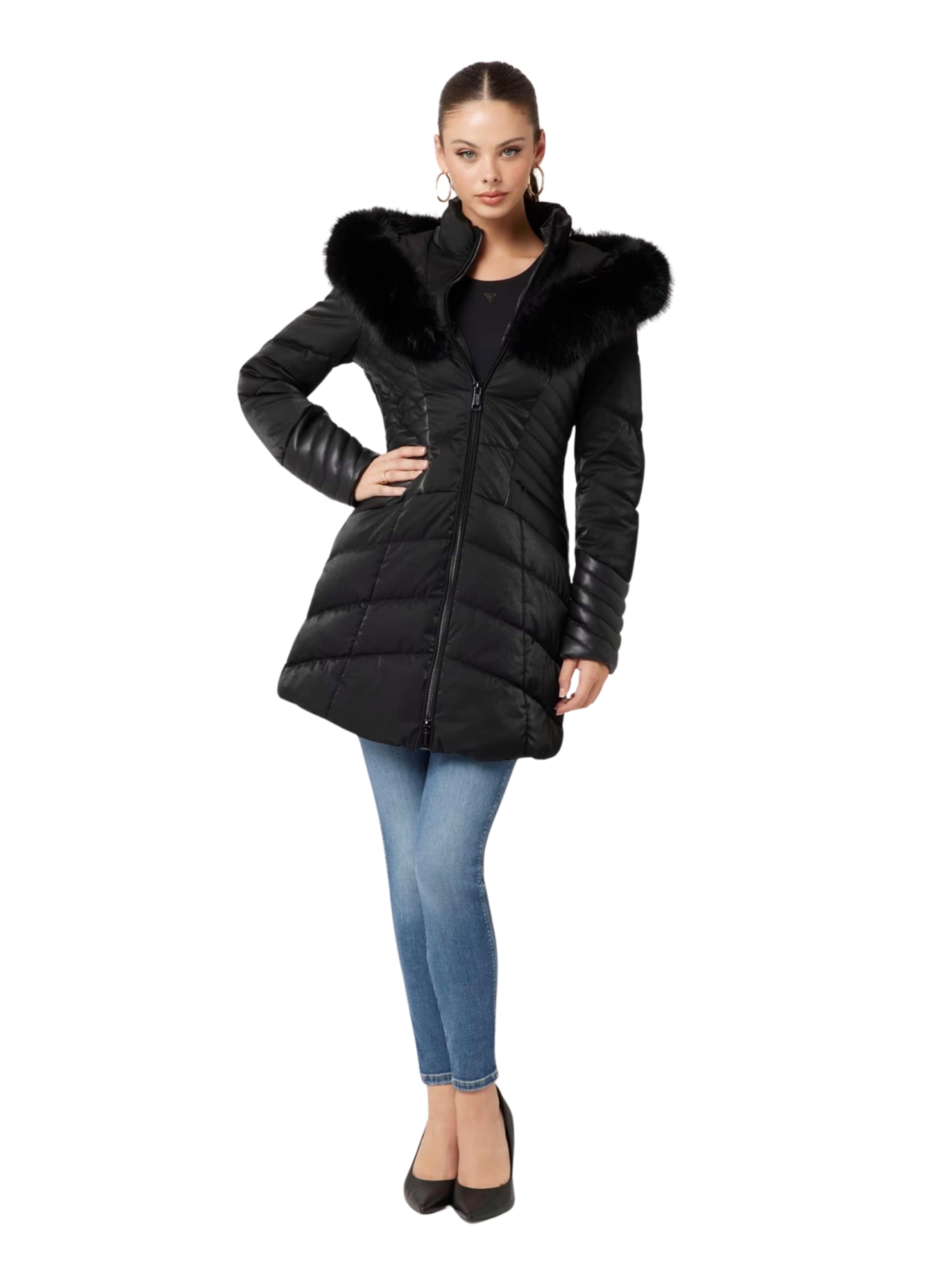 GUESS - Sobretudo de inverno 'NEW OXANA' em preto: frente