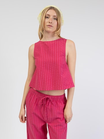 BROKE + SCHÖN Top 'Rückenfreies Top mit pink roten Streifen' in Pink: front