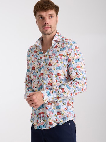 Slim fit Camicia business 'Firenze' di 7Camicie in bianco: frontale