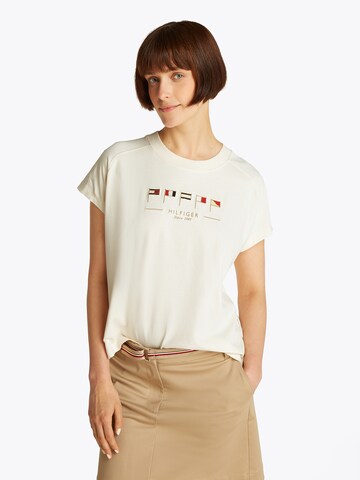 TOMMY HILFIGER Tričko 'SAIL FLAGS' – béžová: přední strana