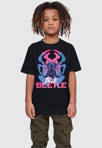ABSOLUTE CULT Shirt 'Blue Beetle - Posing' in Zwart: voorkant