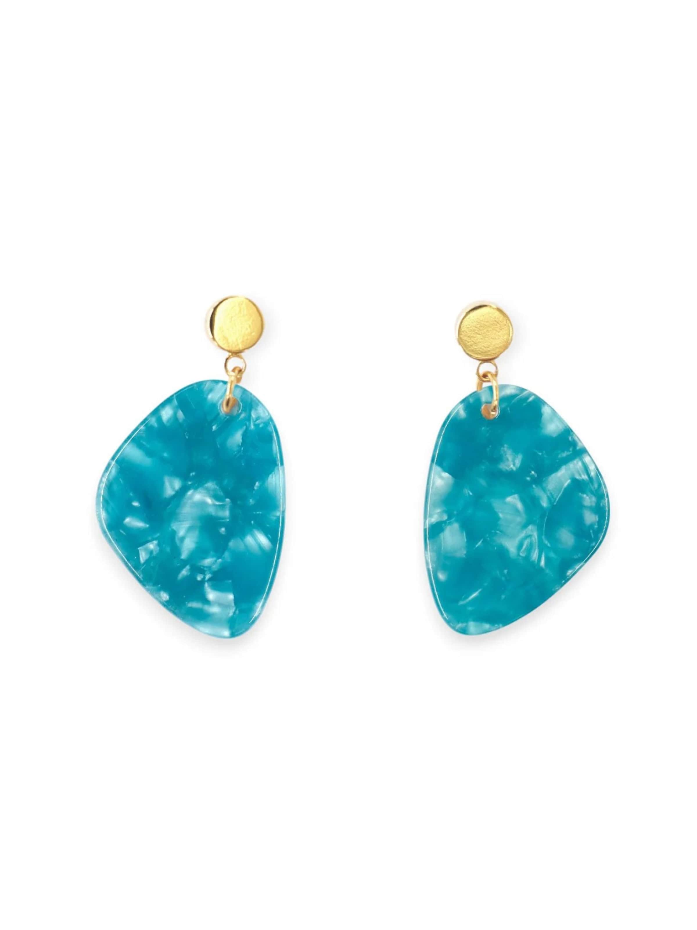 Fräulein Wunder Earrings 'Acetat Amy' in Blue: front