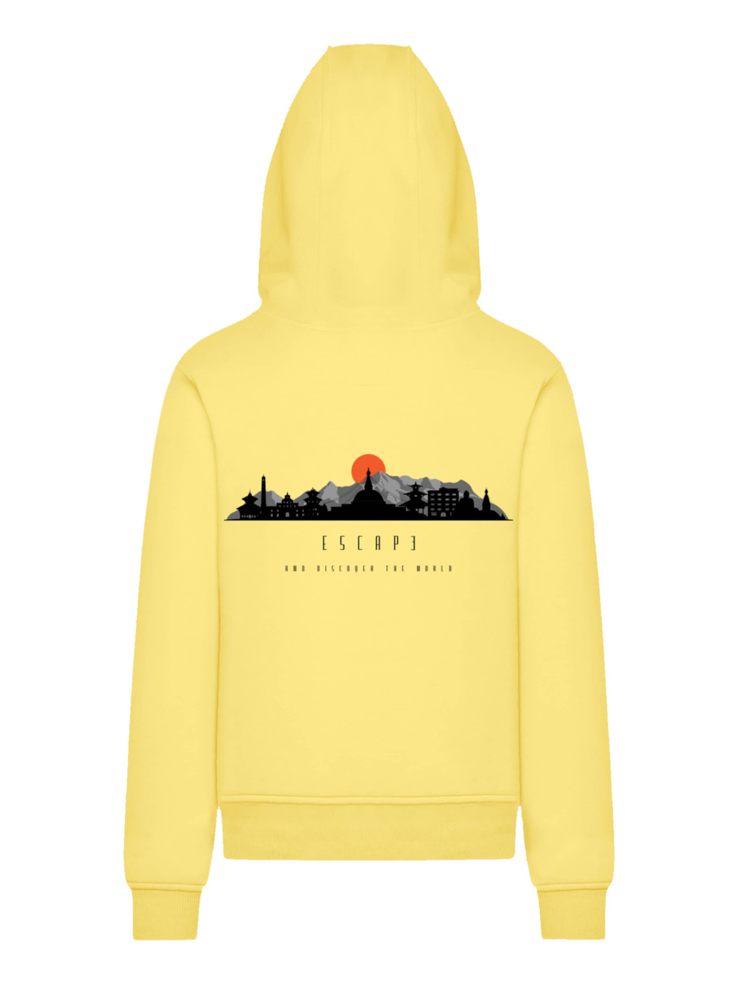 F4NT4STIC Pullover 'Escape Discover the World Asian Town' in Gelb: Vorderseite