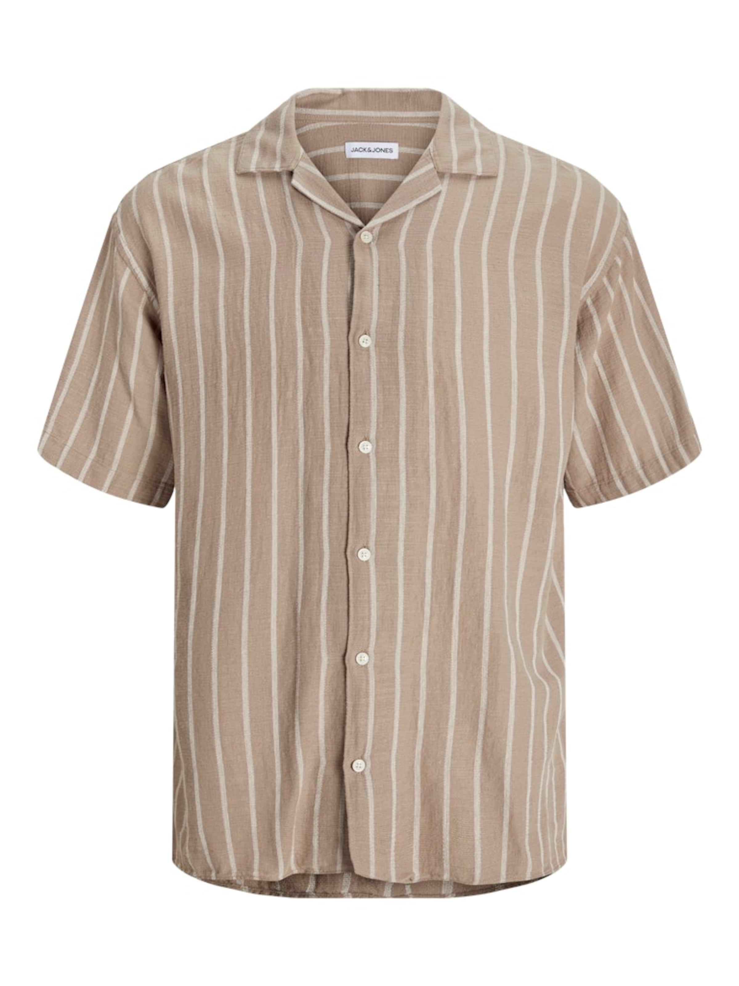 JACK & JONES Средняя посадка Рубашка 'JJEENZO' в Бежевый