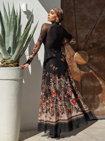 JIORO Jurk 'MIDNIGHT BUTTERFLIES' in Zwart