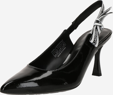 melns Karl Lagerfeld Vaļējas augstpapēžu kurpes: no priekšpuses