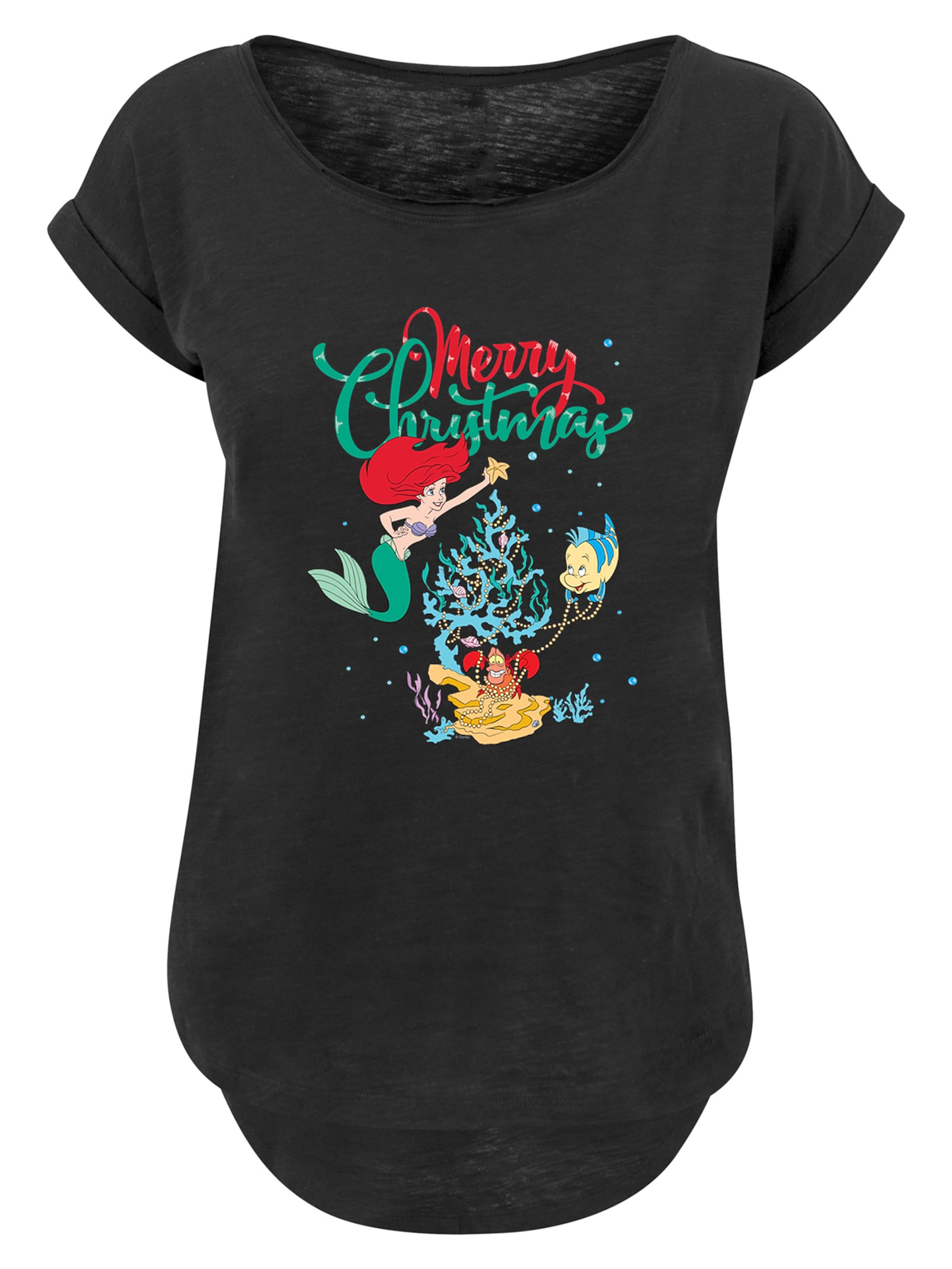 T-shirt 'Disney Arielle die Meerjungfrau Merry Christmas' F4NT4STIC en noir : devant