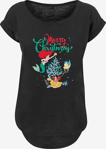 F4NT4STIC Shirt 'Disney Arielle die Meerjungfrau Merry Christmas' in Zwart: voorkant