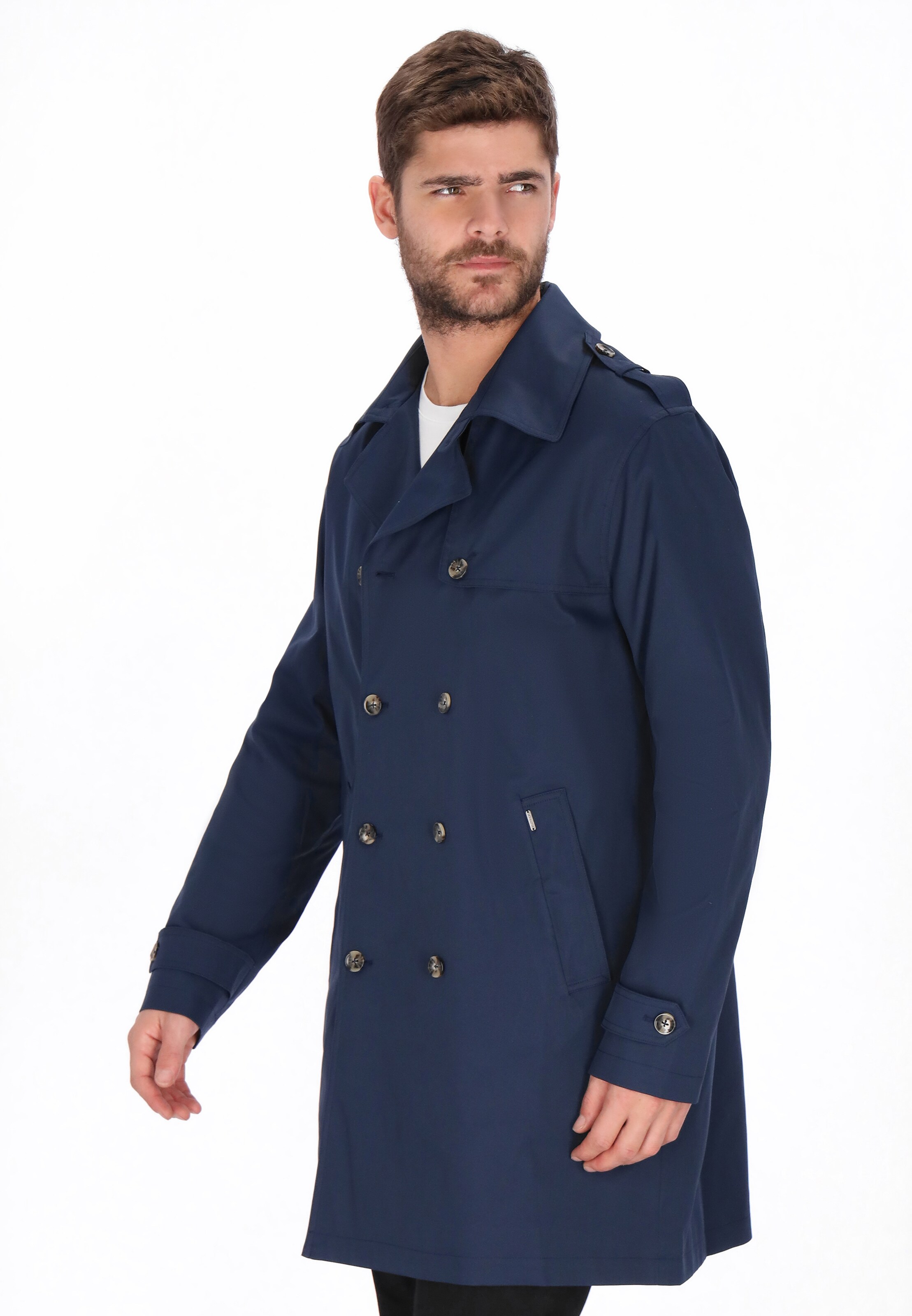 DreiMaster Klassik Between-Seasons Coat 'Classic' in Blue: front
