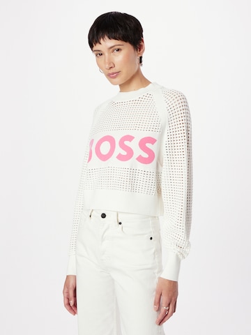 BOSS Orange Sweater in White: front