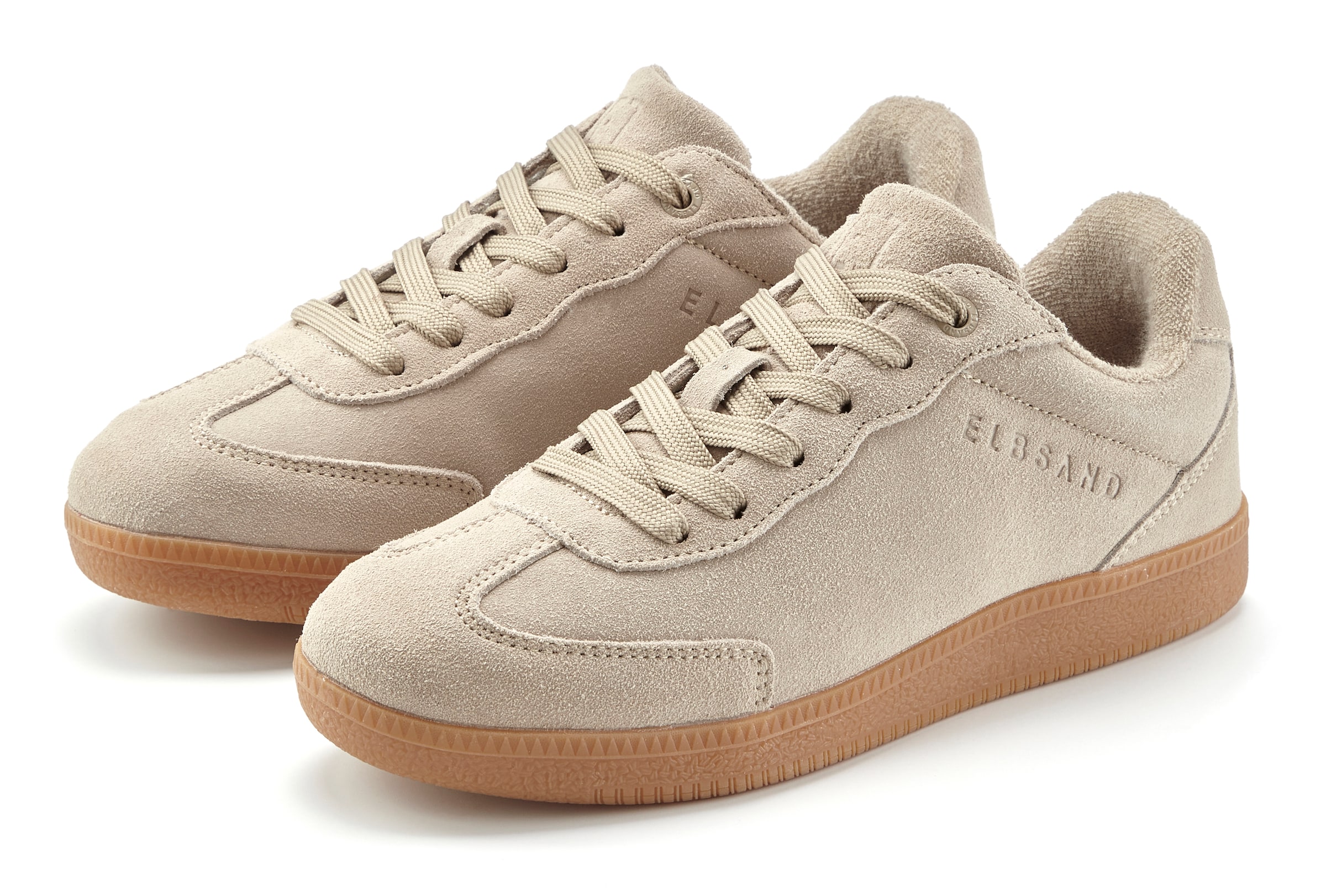 Baskets basses Elbsand en beige : devant