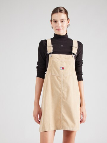 Tommy Jeans Dungaree skirt in Beige: front