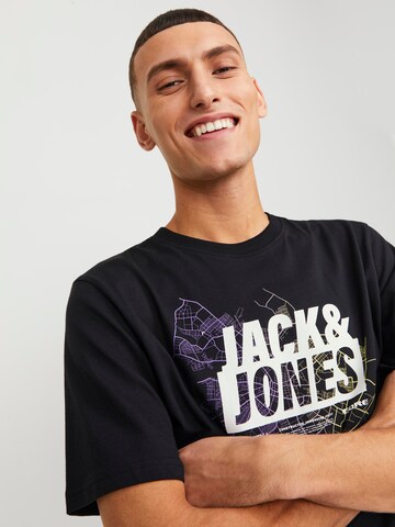 JACK & JONES Shirt 'Map' in Black