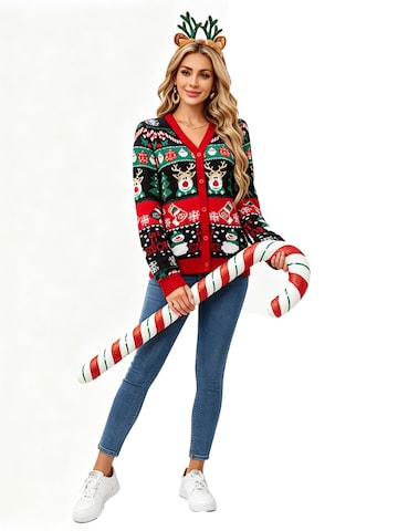 KoJooin Knit cardigan 'Damen Ugly Christmas Sweater mit Rentier Lustiger festlicher Strickpullover mit Schneeflocken' in Black