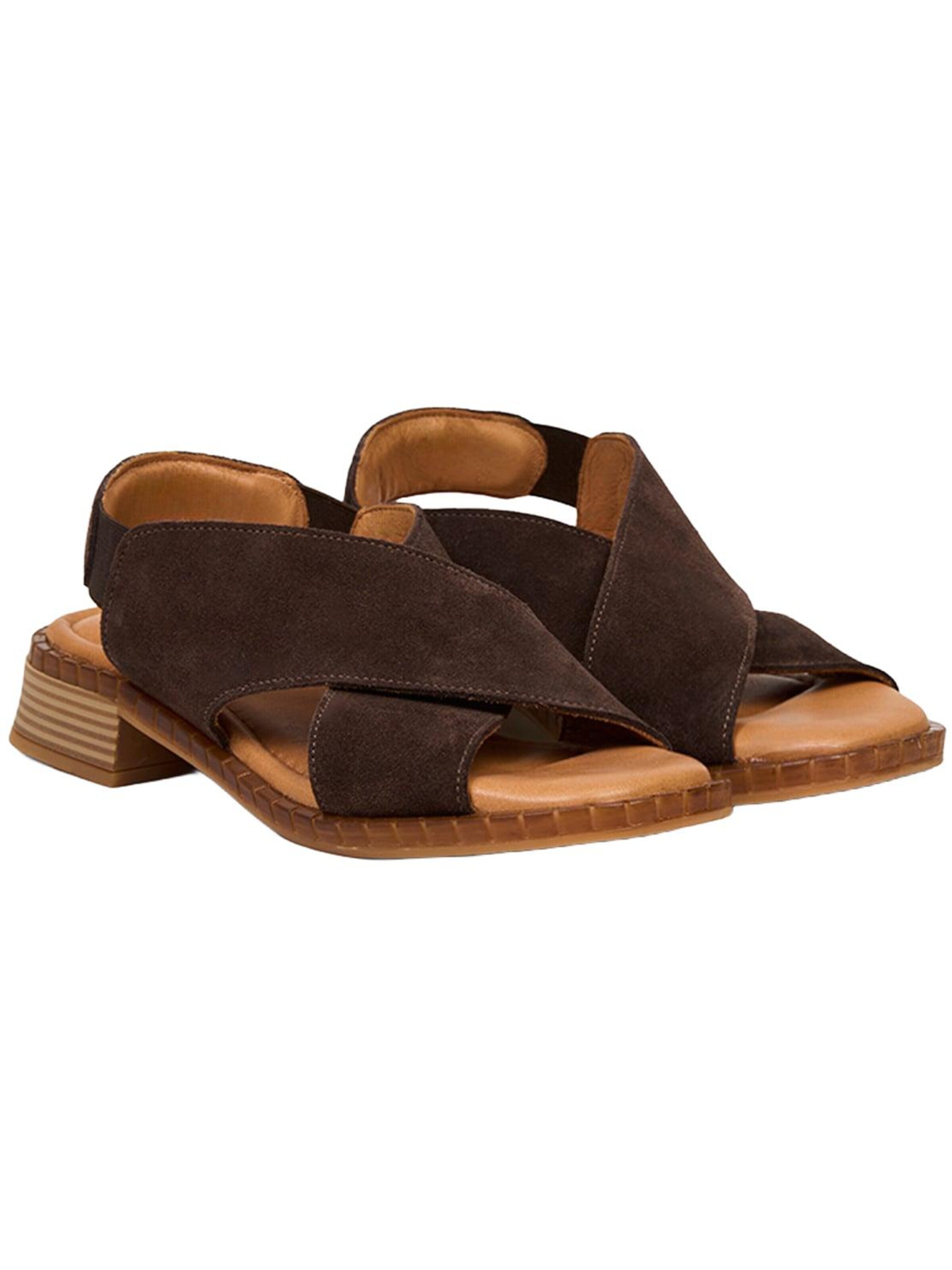 Desa Sandals 'Sandalen mit gekreuzten Riemen' in Brown: front