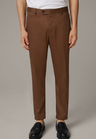 STRELLSON Slim fit Pleated Pants 'Til ' in Brown: front