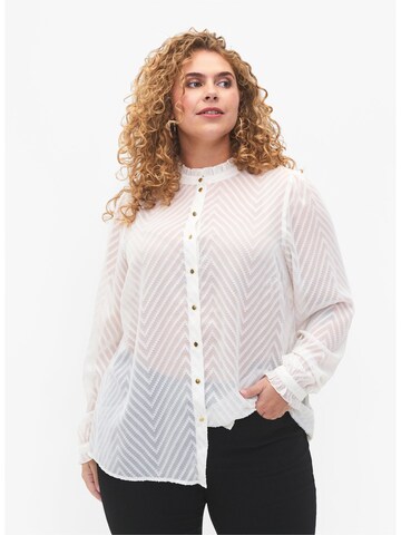 Zizzi Blouse 'Cahut' in Beige: voorkant