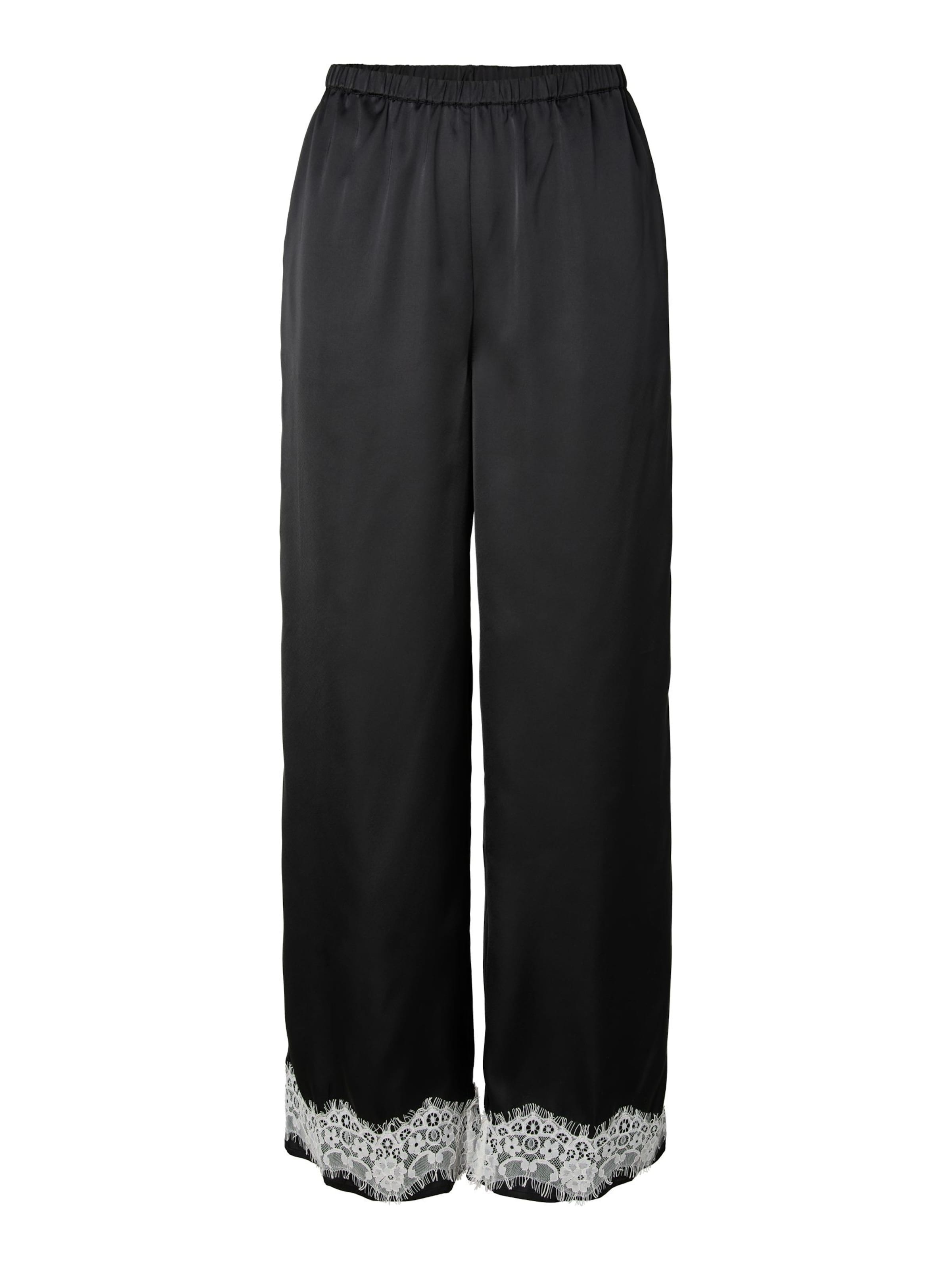 PIECES Wide leg Broek 'PCAriel' in Zwart: voorkant